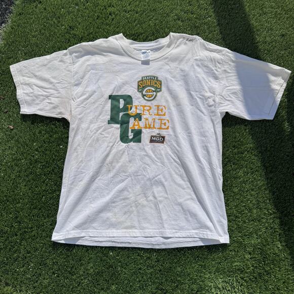 Y2K Seattle SuperSonics Shirt Mens XL White NBA Basketball Pure Game MGD Tee - Picture 1 of 10